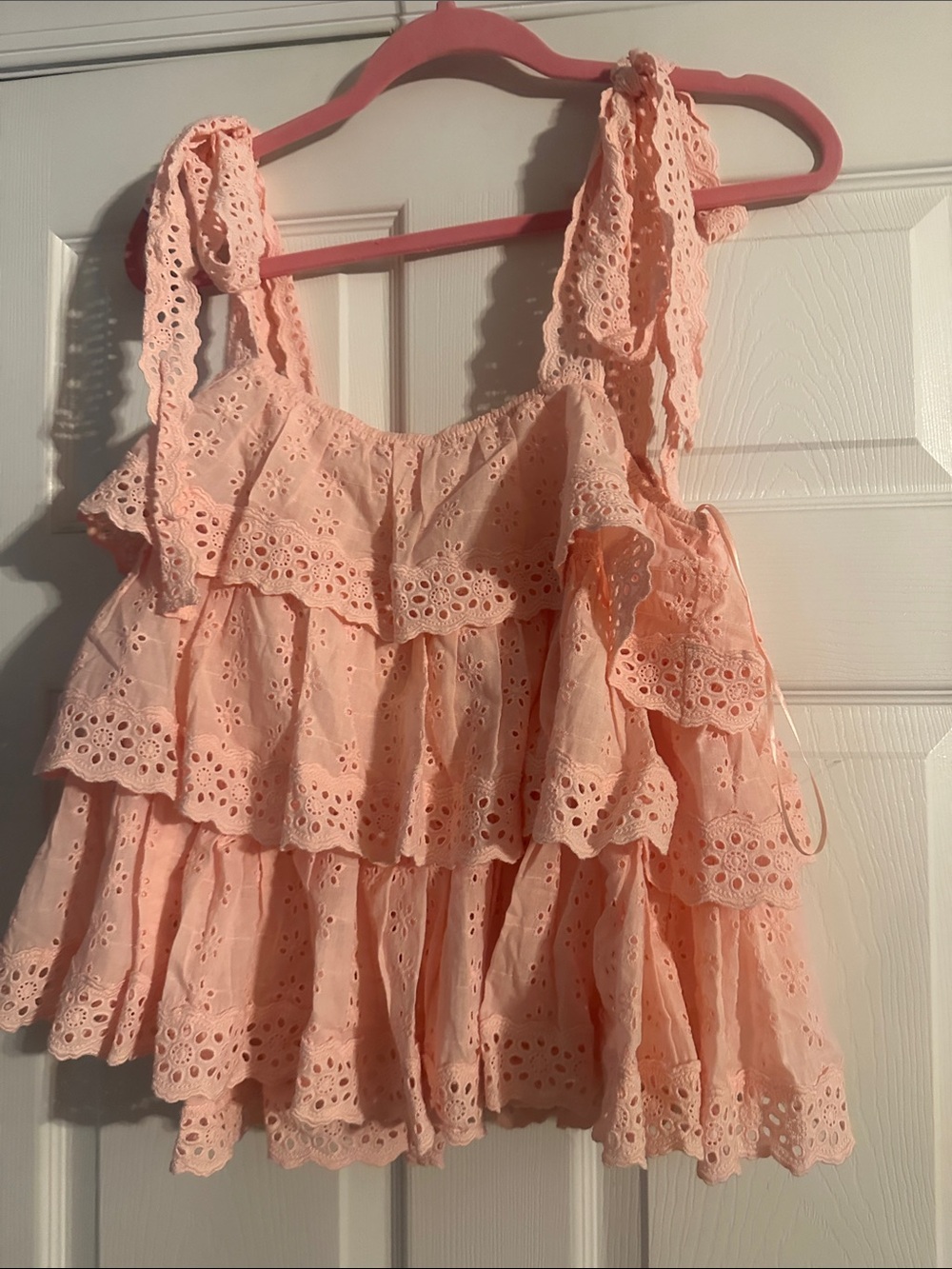Petal & Pup Peach Eyelet Tiered Ruffle Tank - Picture 6 of 6